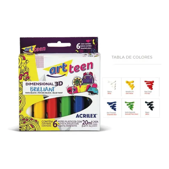 Dimensional 3d Brillante Caja De 6 Colores 12106