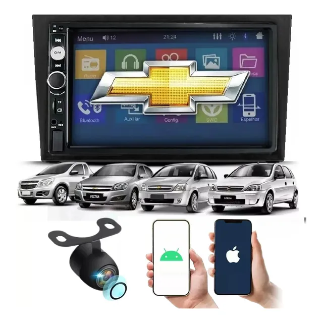Multimidia 2 Din Corsa Montana Vectra Meriv Espelhamento Cam