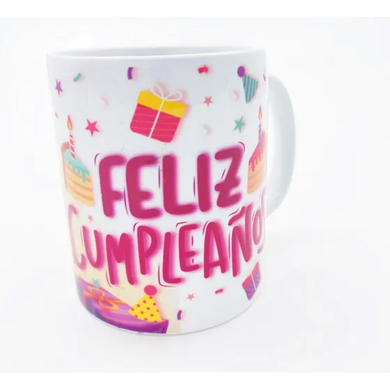 Mug Taza Pocillo Porcelana Feliz Cumpleaños Fiesta Pastel