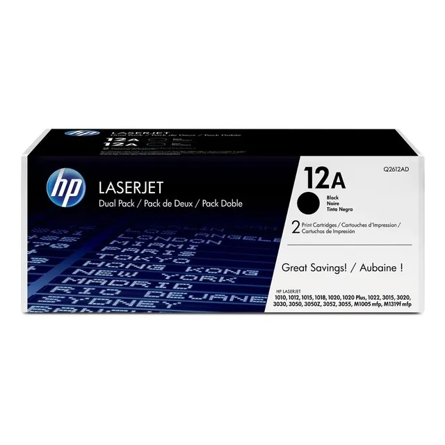 Tóner Hp Pack 2 12a Negro Laserjet Original(q2612ad)