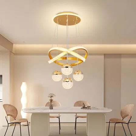 Lustre Teto Led Pendente Moderno Para Sala Quarto Cozinha 127/220v Dourado