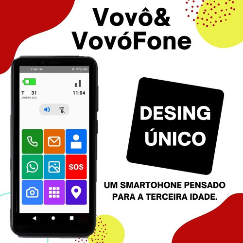 Smartphone Vovófone Ideal Para Idoso 32gb Tela 5 Botão Sos Smartphone Vovófone Ideal Para Idoso 32gb Tela 5 Botão Sos