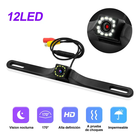 Jzzb Cámara De Auto Reversa Con 12 Led Vision Nocturna Hd