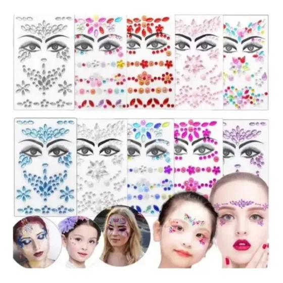 Strass Autoadhesivas Para El Rostro Cara Cuerpo Plancha X12