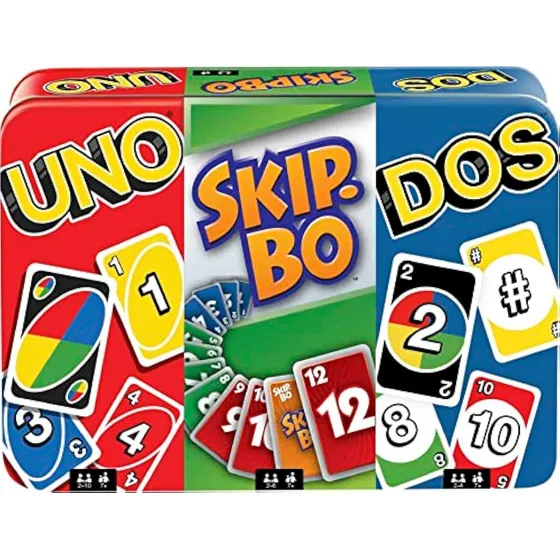 Set De 3 Juegos De Mattel Games Con Uno, Skip-bo Y