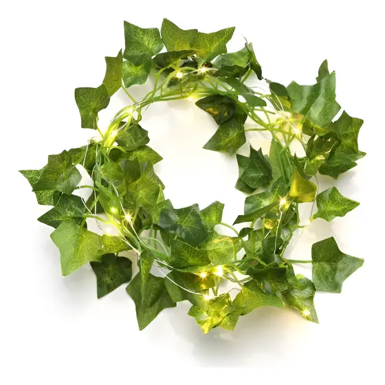 Guirnalda Enredadera Hojas Verde Artificial Pila Luz Led 2m