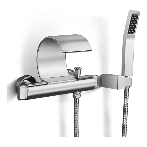 Hauseliebe Grifo Bañera Cascada Cromado Montado Pared Doble