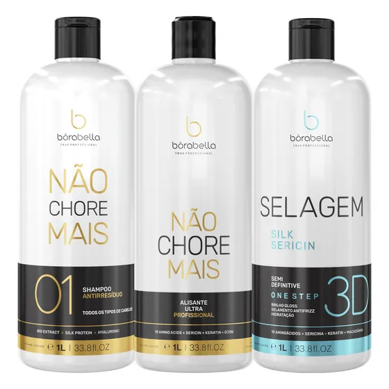 Borabella True Professional Kit Não Chore Mais & Sealant Silk 3D Semi Definitiva 3 x 1000 ml
