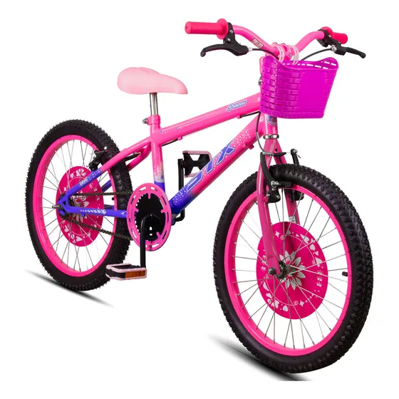 Bicicleta Infantil Aro 20 Feminina Stx Princess Menina 6 A 10 Anos Freio V-brake Cor: Roxo/rosa
