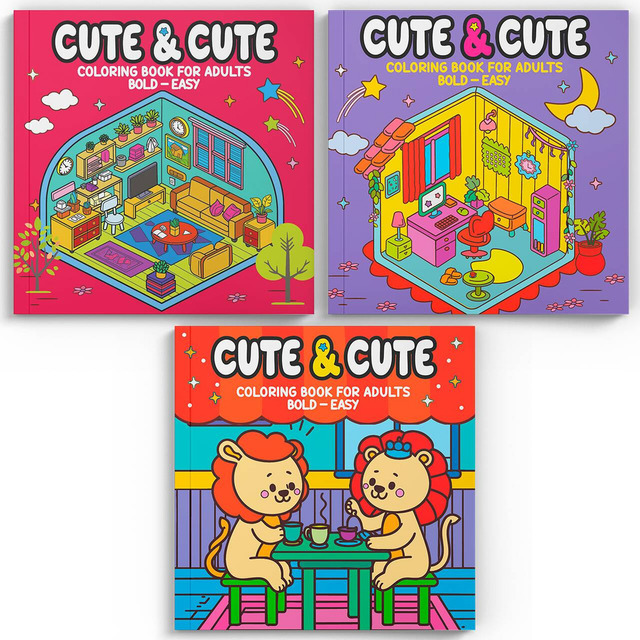 Livro Coleção Cute & Cute Coloring Book For Adults Special Bold & Easy Kit Com 3 Livros De... Livro Coleção Cute & Cute Coloring Book For Adults Special Bold & Easy Kit Com 3 Livros De...