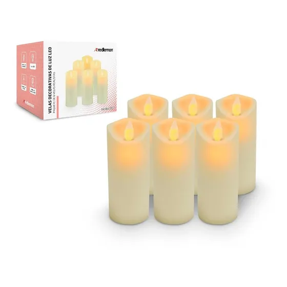 Vela Led Grande Flama Realista Batería Incluida 6pz Redlemon