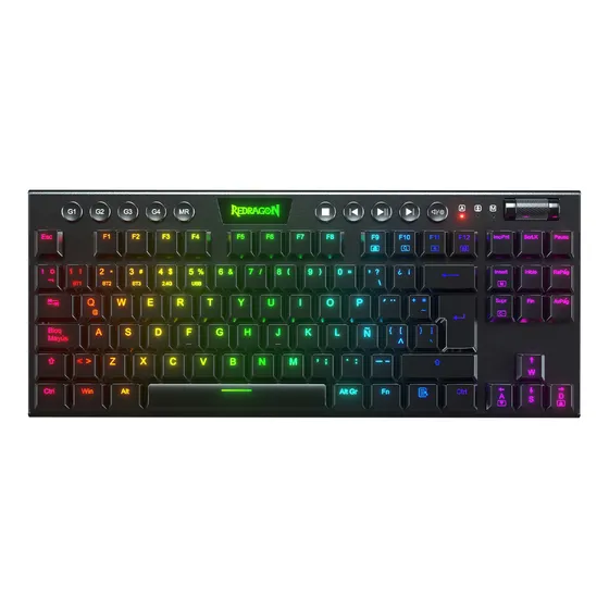 Teclado Mecánico Gamer Redragon Horus K621rgb-wireless-red S Teclado Negro Idioma Español Latinoamérica