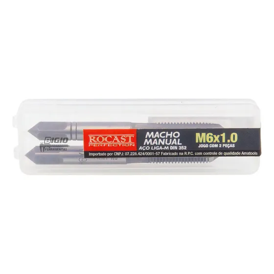 Jogo De Macho Com 2 Peças M6 X 1,00 Aço Liga Rocast