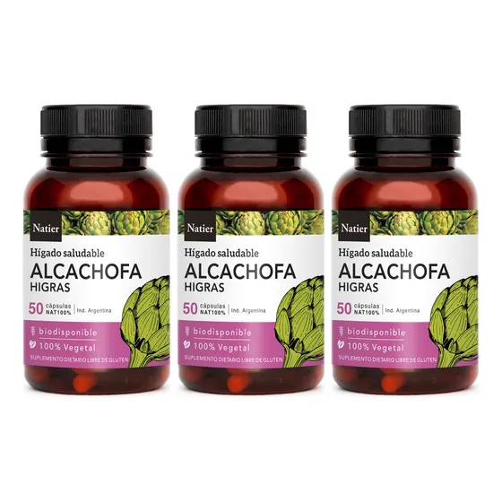 Natier X3 Alcachofa Higras Suplemento Alimenticio Vegano 50c