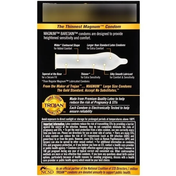 Condones Trojan Magnum Bareskin Piel Desnuda Grandes 10 Pz