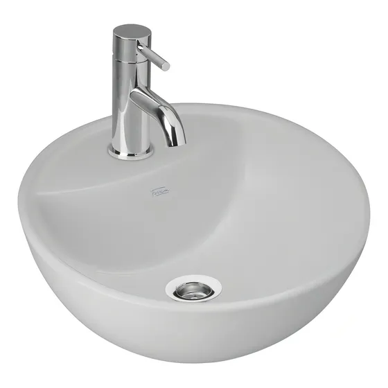 Bacha De Apoyar Redonda Ferrum Tori Blanco 42 Cm L247kb