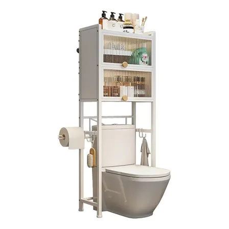 Estante De Organizador De 3 Niveles Con Puerta Abatible Baño Blanco