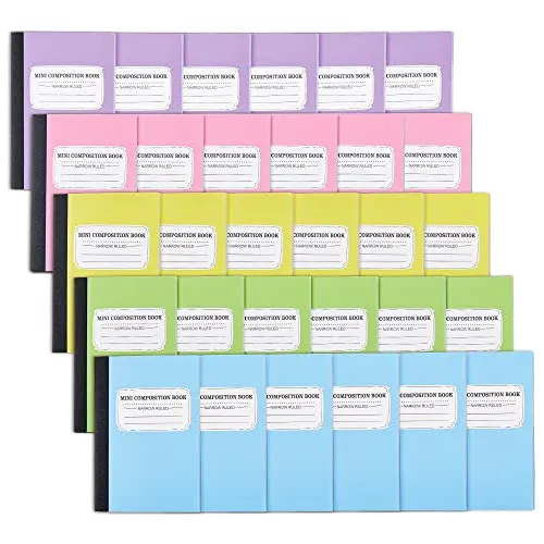 Feela 30 Pack Mini Composition Notebook Bulk, Cute Hstfz