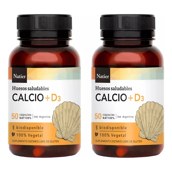 Pack X2 Calcio + Vitamina D3 X50 Cápsulas Natier Huesos