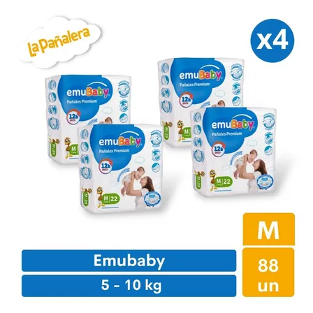 Pañal Emubaby Premium Talla M 88 Unidades