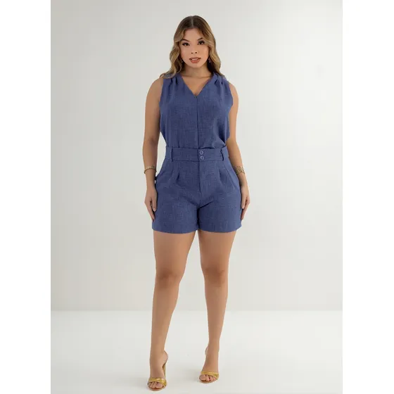 Conjunto Short Regata Com De Linho Moda Verão Social Casual