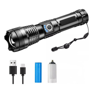 Lámpara Táctica Led Xhp50 De 30000 Lm Recargable Por Usb Lámpara Táctica Led Xhp50 De 30000 Lm Recargable Por Usb