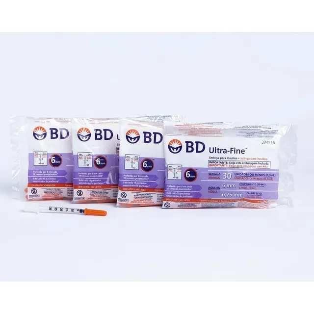 Combo 4x10u - Seringa De Insulina Bd Ultra-fine 30 Ui 6 Mm