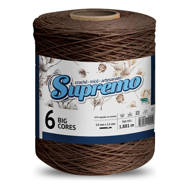 Barbante Supremo Big Cores 1,8kg Fio N°6 - Escolha A Cor 08 - Marrom Barbante Supremo Big Cores 1,8kg Fio N°6 - Escolha A Cor 08 - Marrom