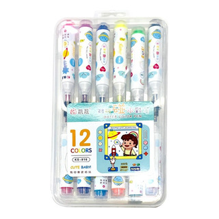 12 Plumones Con Sello Kawaii Con Estuche Papeleria Portatil 12 Plumones Con Sello Kawaii Con Estuche Papeleria Portatil