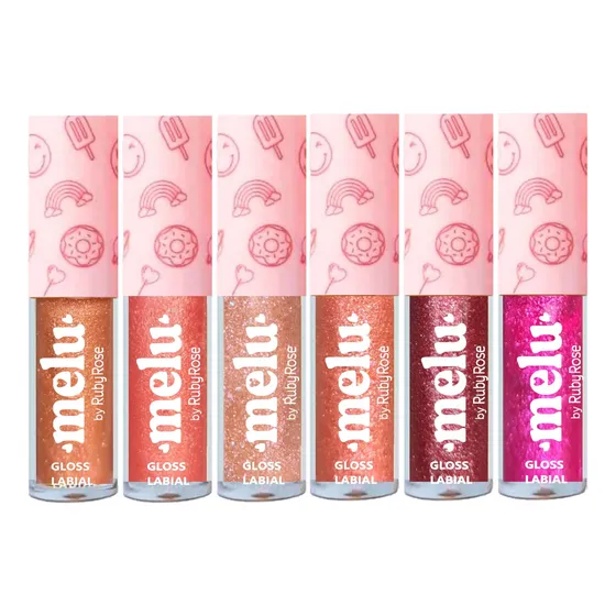 6 Lip Gloss Melu Brilhante Rr8235 Ruby Rose Atacado 