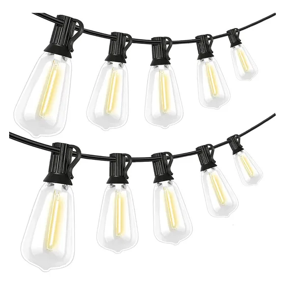 Guirnalda De Luces Led Exterior 25m 25+2 Focos St38 Luz Vintage Decorativas Para Jardín Patio Boda Navidad Ununmx