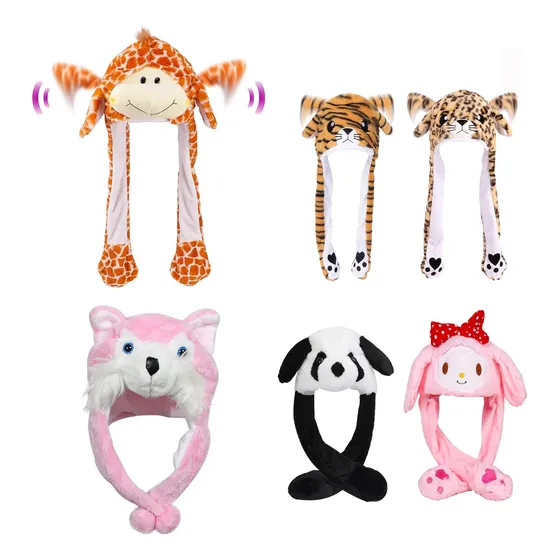 Sombrero Gorro Peluche Luminoso Con Orejas Movíles Animales