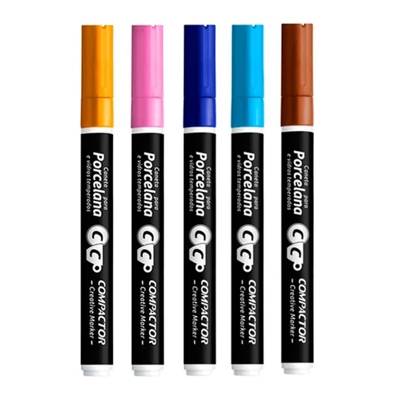 Kit Caneta Para Porcelana Creative Marker 5 Cores