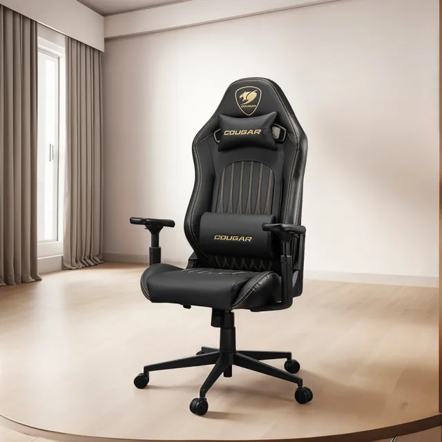 Silla Profesional Cougar Explore Royal Color Negro Material del tapizado Cuero/PVC