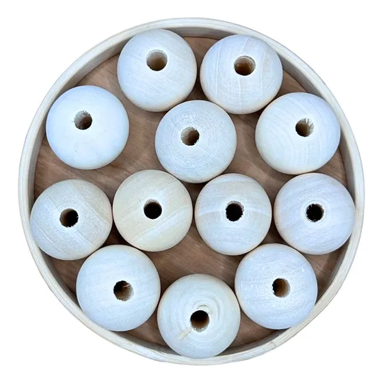 Mostacillas (pepas) De Madera Para Macrame X 12 (25mm)