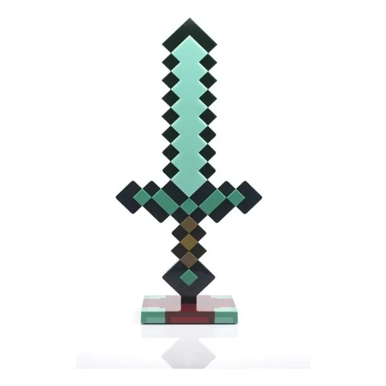 Minecraft Lámpara Espada Diamante Con Luz Led Colección