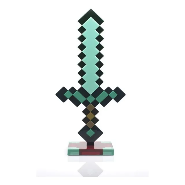 Minecraft Lámpara Espada Diamante Con Luz Led Colección