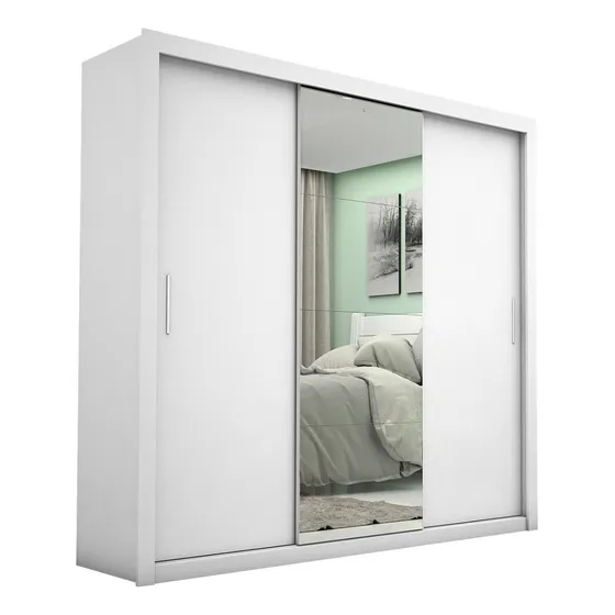 Guarda Roupa Casal Com Espelho 3 Portas De Correr 4 Gavetas