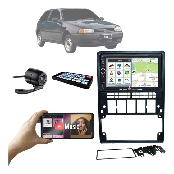 Central Multimídia Mp5 Tela 7  + Moldura Gol G2 + Câmera Ré