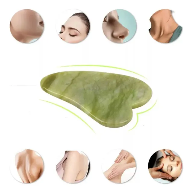 Kit 2 Gua Sha Massagem Placa Pedra Facial De Jade Gua Cha