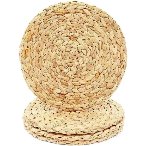 Individual De Mesa Redondo De Yute Natural 38 Cm Rústico