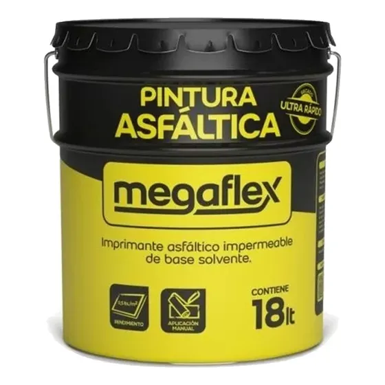 Pintura Asfáltica Impermeabilizante 18 Litros Secado Rápido Megaflex Color Negro