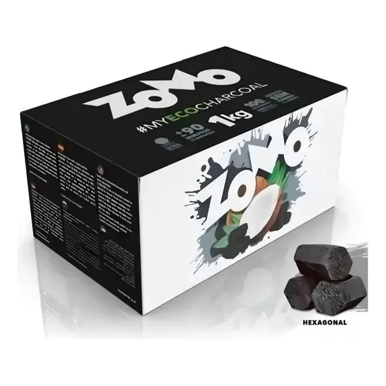 Carvão Para Narguile De Coco Zomo Hexagonal 1kg