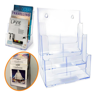 Organizador De Papeis Office Triplo Vertical Cristal Maxcril Organizador De Papeis Office Triplo Vertical Cristal Maxcril