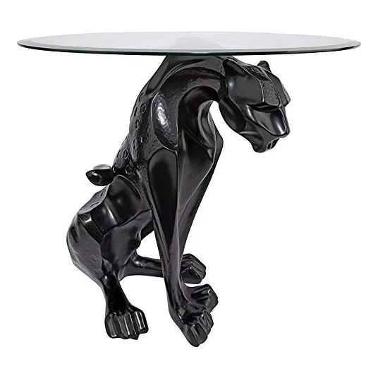Design Toscano Mesa Superior Cristal Jaguar Negro Individual