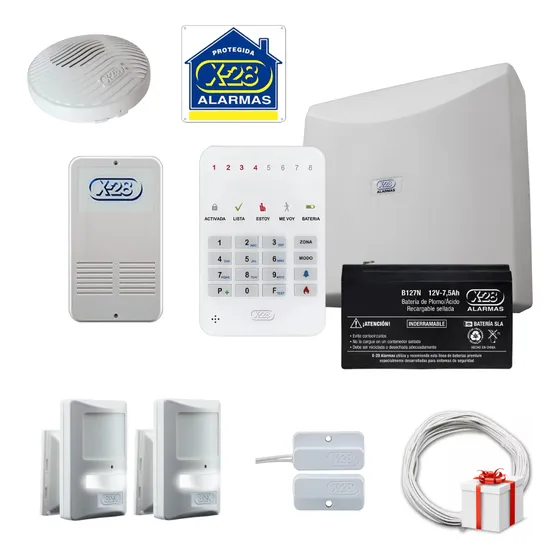 Kit Alarma Domiciliaria X28 Casa Luz Emergencia Cable Psenda