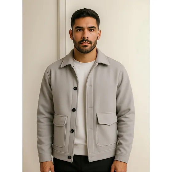 Saco Corto Tapado Trench Hombre Abrigado Semi Formal