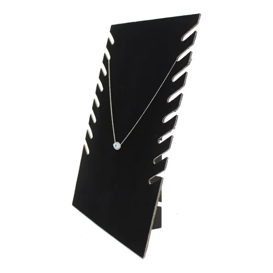 Exhibidor Mostrario 8 Cadenas Collar Terciopelo Negro Plano