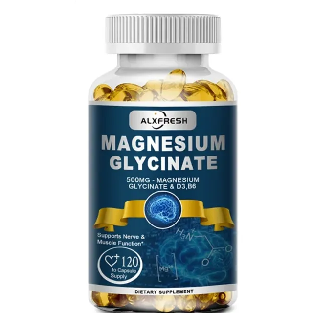Magnesium Glycinate 500mg 120 Cap Vit D3 B6 Zinc.