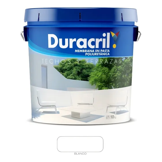 Protección De Superficies Duracril Membrana En Pasta Poliuretanica Techo-terraza 10kg Color Blanco